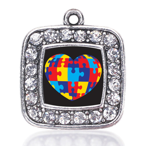 Autism Awareness Heart Square Charm
